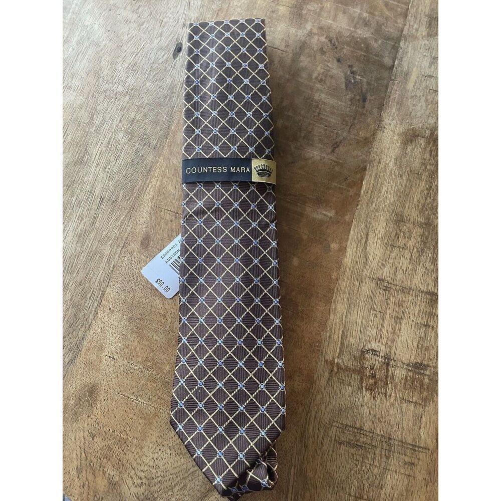 New Countess Mara Slim Plaid 100% Silk Men’s Tie Necktie Hand Made